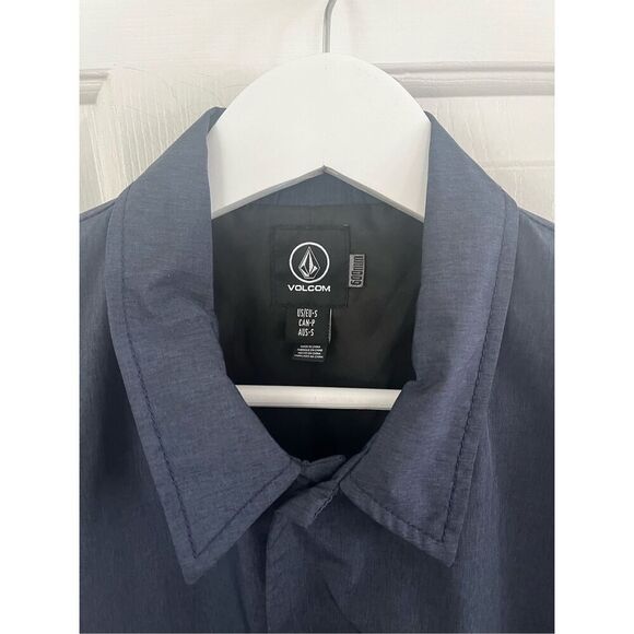 Volcom Navy Blue Snap Up Coaches Jacket Water Resistant sz S NWOT - Picture 4 of 9